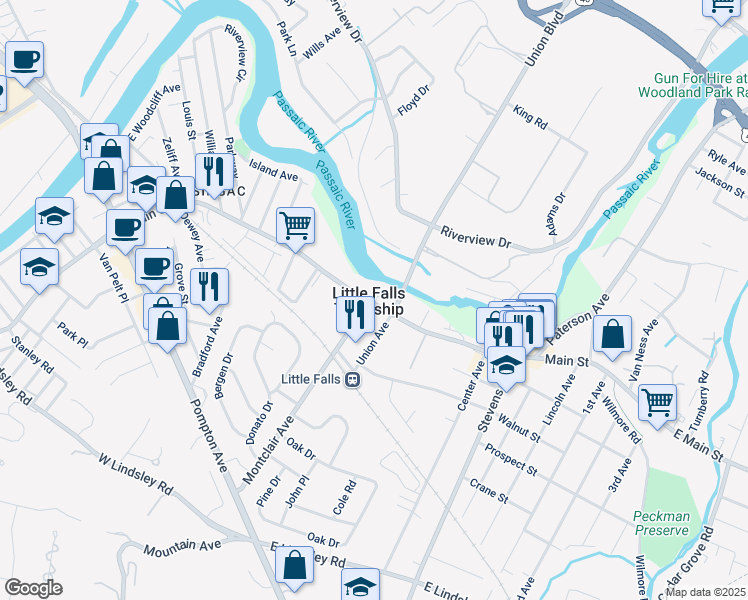 map of restaurants, bars, coffee shops, grocery stores, and more near 229 Main Street in Little Falls