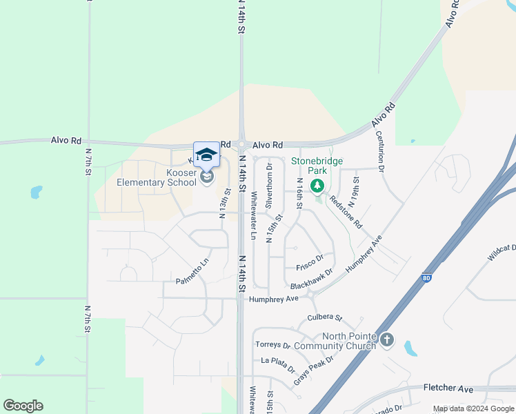 map of restaurants, bars, coffee shops, grocery stores, and more near 7133 Whitewater Lane in Lincoln