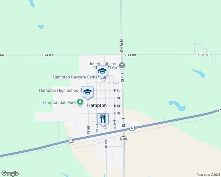 map of restaurants, bars, coffee shops, grocery stores, and more near 438 North 3rd Street in Hampton