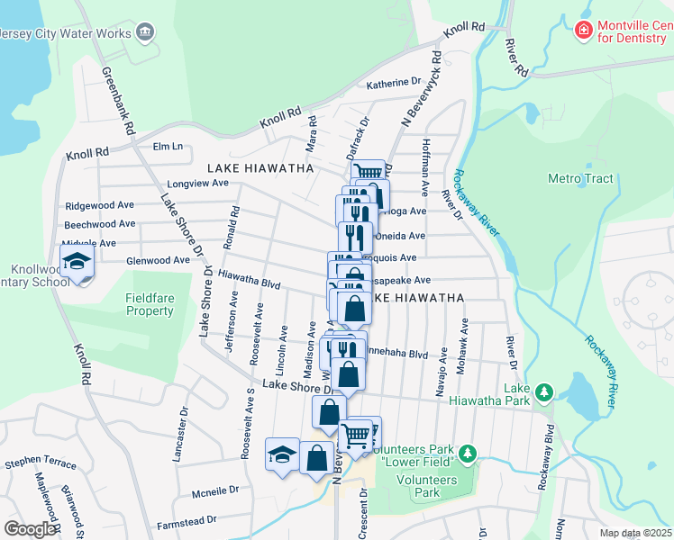 map of restaurants, bars, coffee shops, grocery stores, and more near 87B North Beverwyck Road in Parsippany-Troy Hills