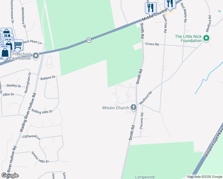map of restaurants, bars, coffee shops, grocery stores, and more near 2 Saratoga Court in Ridge
