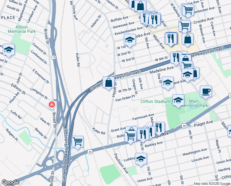 map of restaurants, bars, coffee shops, grocery stores, and more near 180 County Road 702 in Clifton