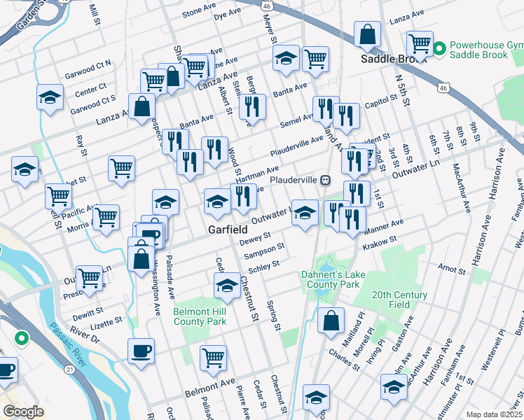 map of restaurants, bars, coffee shops, grocery stores, and more near 29 Alaska Street in Garfield
