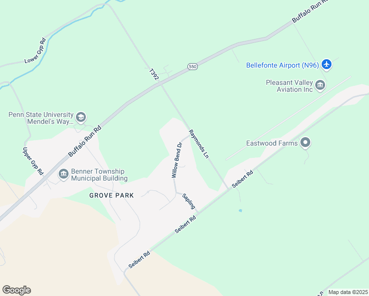 map of restaurants, bars, coffee shops, grocery stores, and more near Willow Bend Drive in Bellefonte