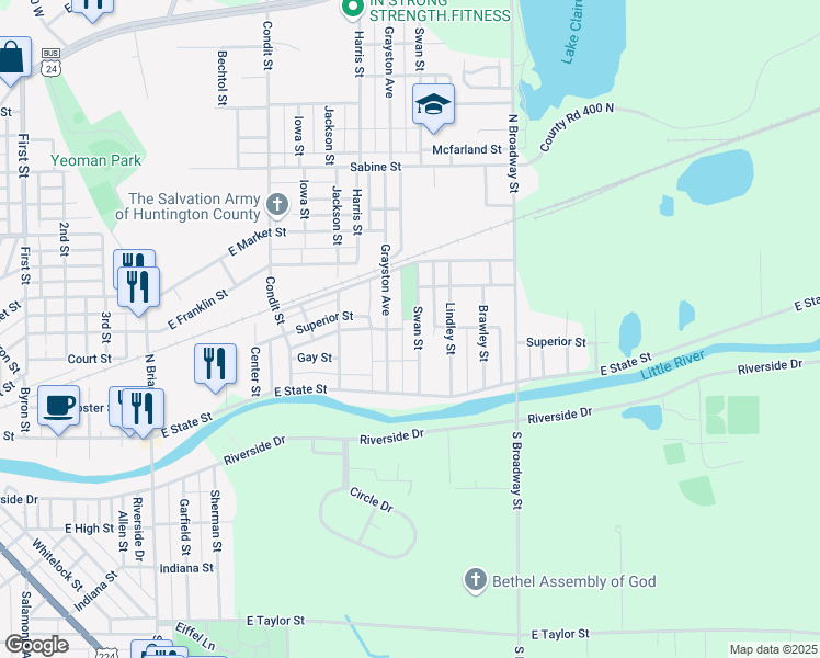 map of restaurants, bars, coffee shops, grocery stores, and more near 441 Swan St in Huntington