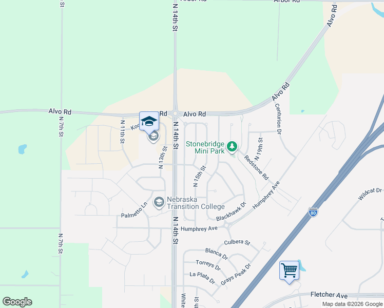 map of restaurants, bars, coffee shops, grocery stores, and more near 7223 Silverthorn Drive in Lincoln