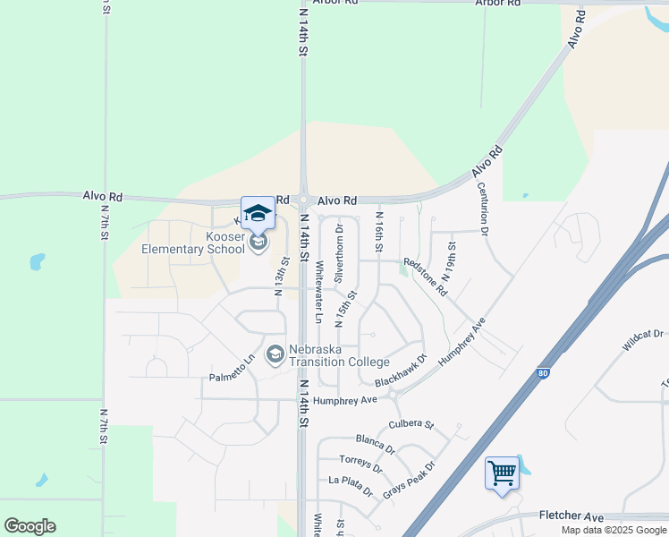 map of restaurants, bars, coffee shops, grocery stores, and more near 7229 Silverthorn Drive in Lincoln