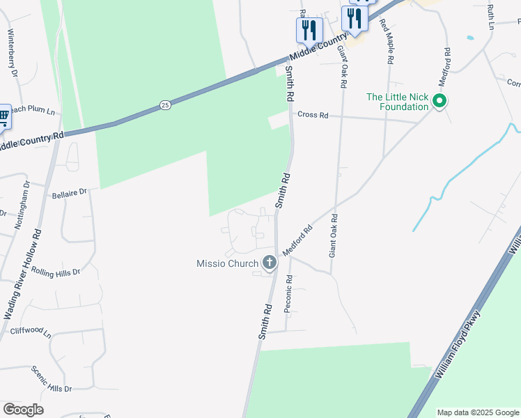 map of restaurants, bars, coffee shops, grocery stores, and more near 5 Ethan Allen Court in Ridge