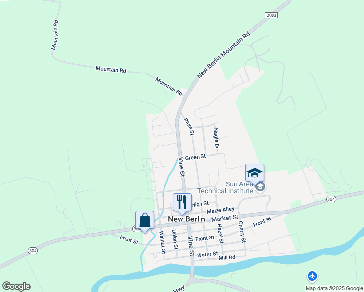 map of restaurants, bars, coffee shops, grocery stores, and more near 618 Vine Street in New Berlin