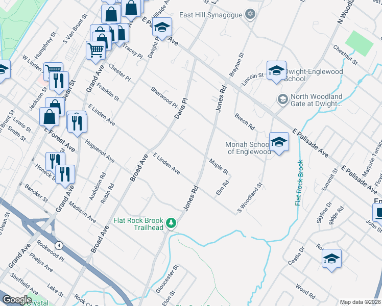map of restaurants, bars, coffee shops, grocery stores, and more near 276 Maple Street in Englewood