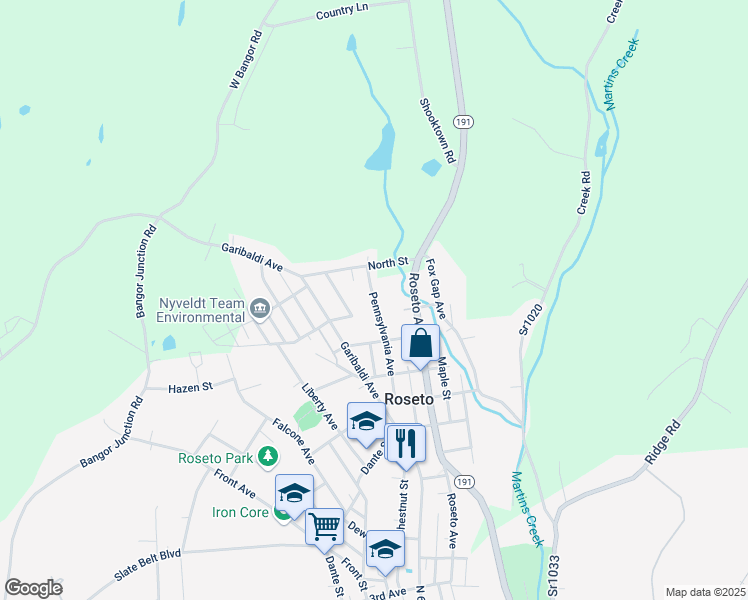 map of restaurants, bars, coffee shops, grocery stores, and more near 702 Pennsylvania Avenue in Bangor