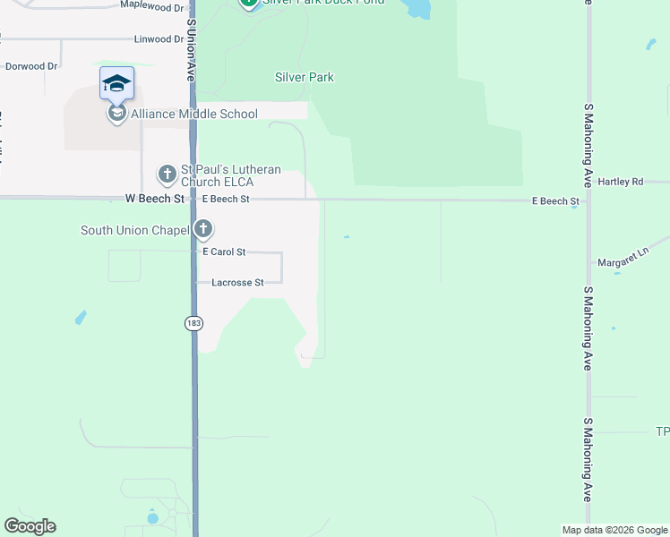 map of restaurants, bars, coffee shops, grocery stores, and more near 3568 Mountview Avenue in Alliance