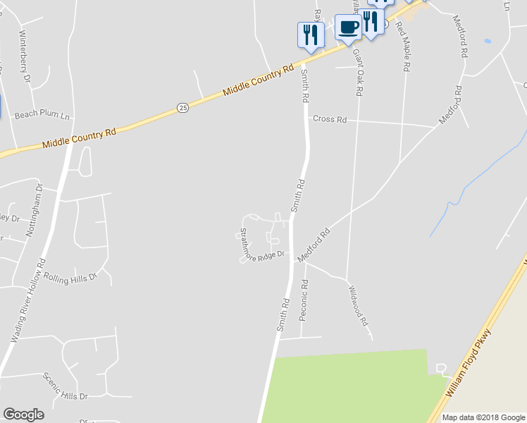 map of restaurants, bars, coffee shops, grocery stores, and more near 5 Ethan Allen Court in Ridge