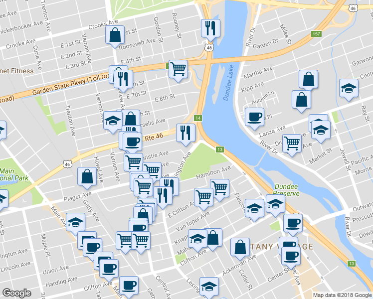 map of restaurants, bars, coffee shops, grocery stores, and more near 669 Lexington Avenue in Clifton