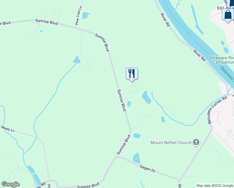 map of restaurants, bars, coffee shops, grocery stores, and more near 805 Sunrise Boulevard in Mount Bethel
