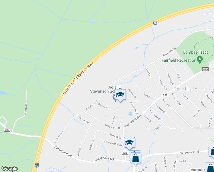 map of restaurants, bars, coffee shops, grocery stores, and more near 133 Big Piece Road in Fairfield