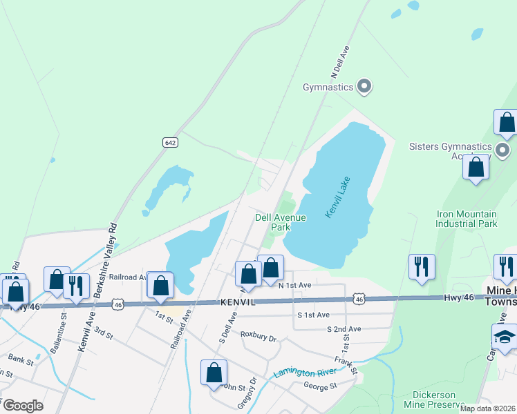 map of restaurants, bars, coffee shops, grocery stores, and more near 8 Dehart Avenue in Roxbury Township