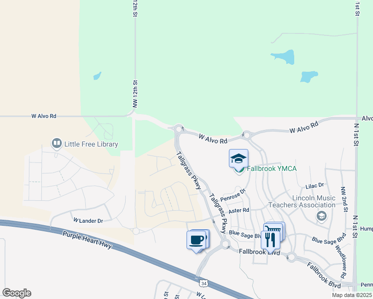 map of restaurants, bars, coffee shops, grocery stores, and more near 7240 Tallgrass Parkway in Lincoln
