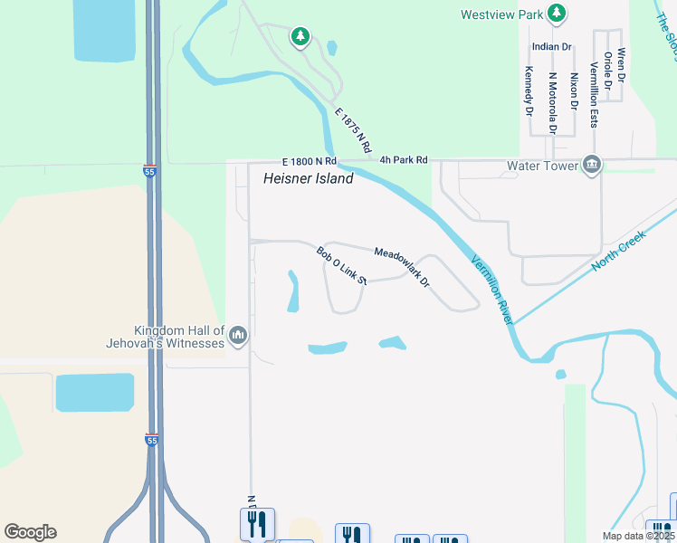 map of restaurants, bars, coffee shops, grocery stores, and more near 1806 Bob O Link Street in Pontiac