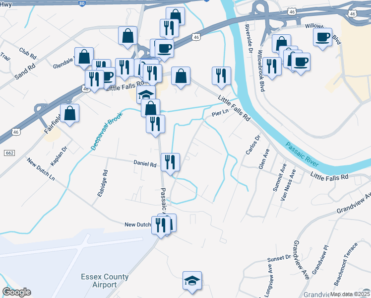 map of restaurants, bars, coffee shops, grocery stores, and more near 59 Pier Lane in Fairfield