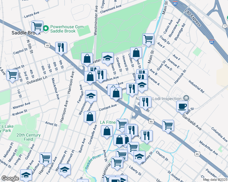 map of restaurants, bars, coffee shops, grocery stores, and more near 38 Kimmig Avenue in Lodi