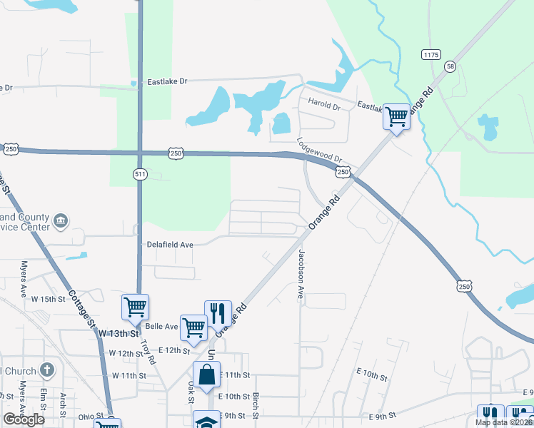 map of restaurants, bars, coffee shops, grocery stores, and more near MEA-00116 Boulevard Road in Ashland