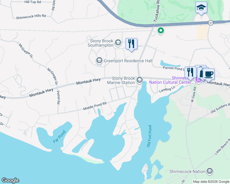 map of restaurants, bars, coffee shops, grocery stores, and more near 10 Gegan Drive in Southampton