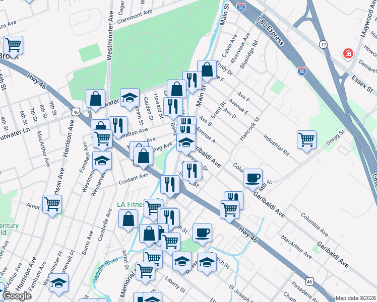 map of restaurants, bars, coffee shops, grocery stores, and more near 23 Kennedy Drive in Lodi