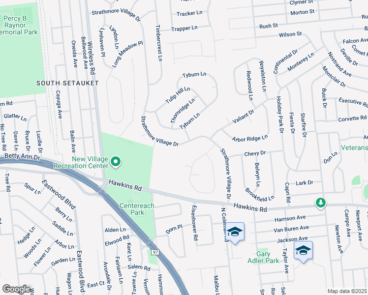 map of restaurants, bars, coffee shops, grocery stores, and more near 38 Strathmore Village Drive in Centereach
