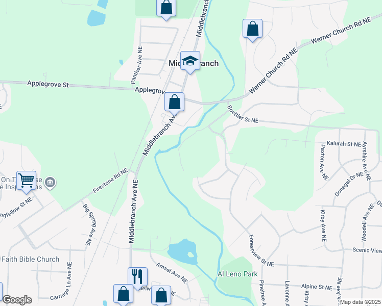 map of restaurants, bars, coffee shops, grocery stores, and more near in Canton