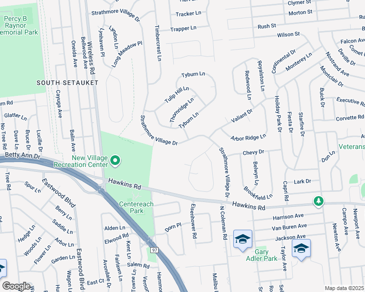 map of restaurants, bars, coffee shops, grocery stores, and more near 38 Strathmore Village Drive in Centereach