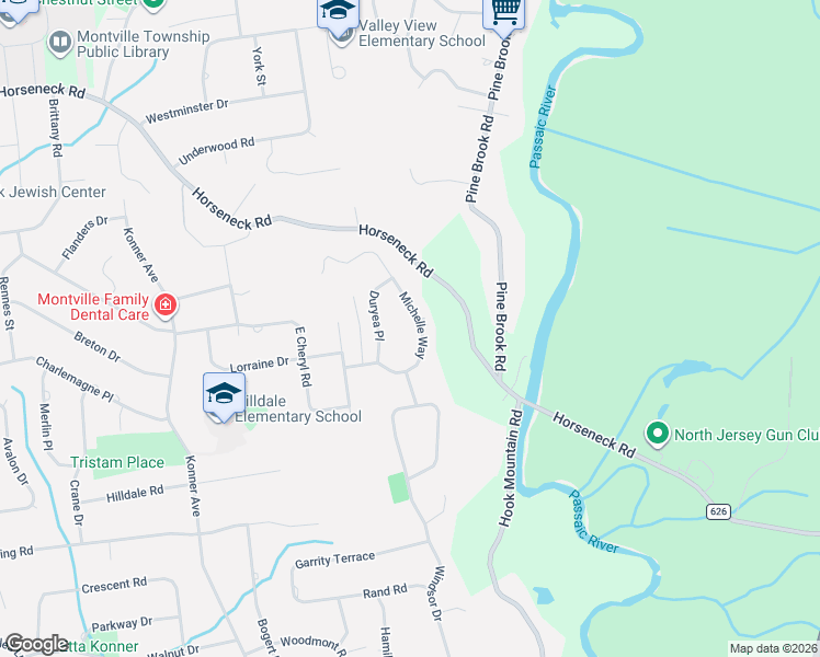map of restaurants, bars, coffee shops, grocery stores, and more near 15 Michelle Way in Montville