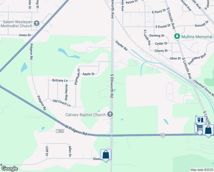 map of restaurants, bars, coffee shops, grocery stores, and more near 109 Blossom Lane in Salem