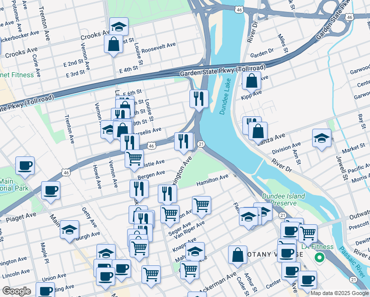 map of restaurants, bars, coffee shops, grocery stores, and more near 669 Lexington Avenue in Clifton