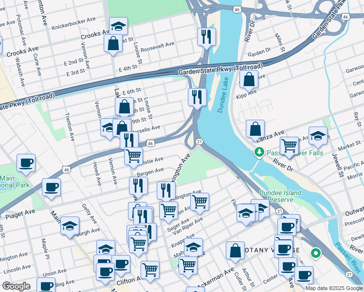 map of restaurants, bars, coffee shops, grocery stores, and more near 669 Lexington Avenue in Clifton