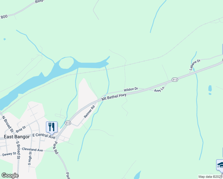 map of restaurants, bars, coffee shops, grocery stores, and more near 72 Wildon Drive in Bangor