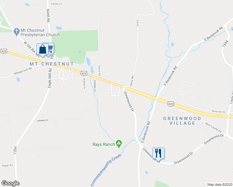 map of restaurants, bars, coffee shops, grocery stores, and more near 100 Independence Lane in Butler