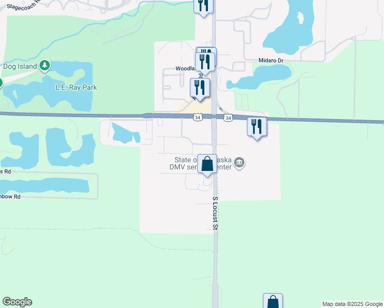 map of restaurants, bars, coffee shops, grocery stores, and more near 331 Knott Avenue in Grand Island