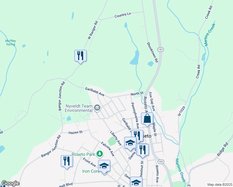 map of restaurants, bars, coffee shops, grocery stores, and more near 14 North Street in Bangor