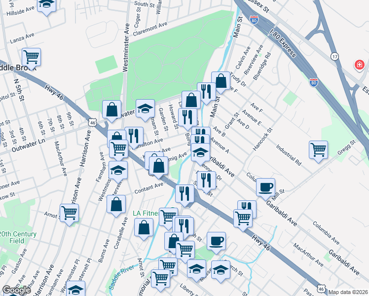 map of restaurants, bars, coffee shops, grocery stores, and more near 111 Keasler Avenue in Lodi