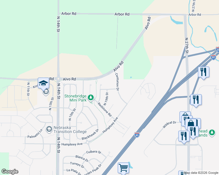 map of restaurants, bars, coffee shops, grocery stores, and more near 1922 Flagstone Road in Lincoln