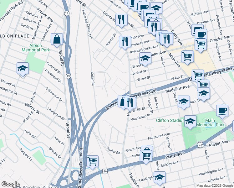 map of restaurants, bars, coffee shops, grocery stores, and more near 47 Edward Court in Clifton