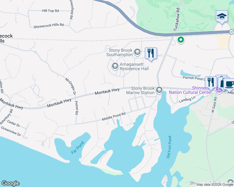 map of restaurants, bars, coffee shops, grocery stores, and more near 262 Montauk Highway in Southampton