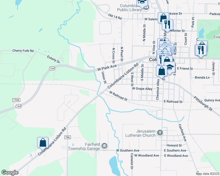 map of restaurants, bars, coffee shops, grocery stores, and more near 429 Columbiana-Lisbon Road in Columbiana