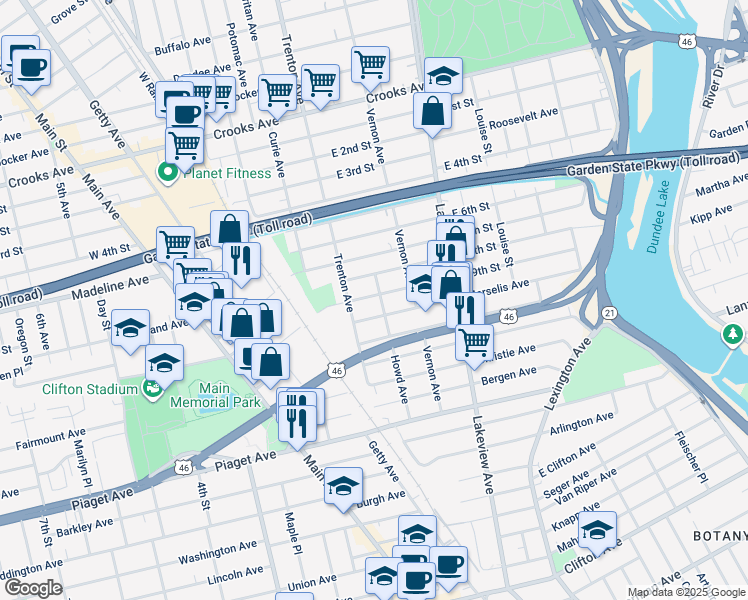 map of restaurants, bars, coffee shops, grocery stores, and more near 193 East 9th Street in Clifton