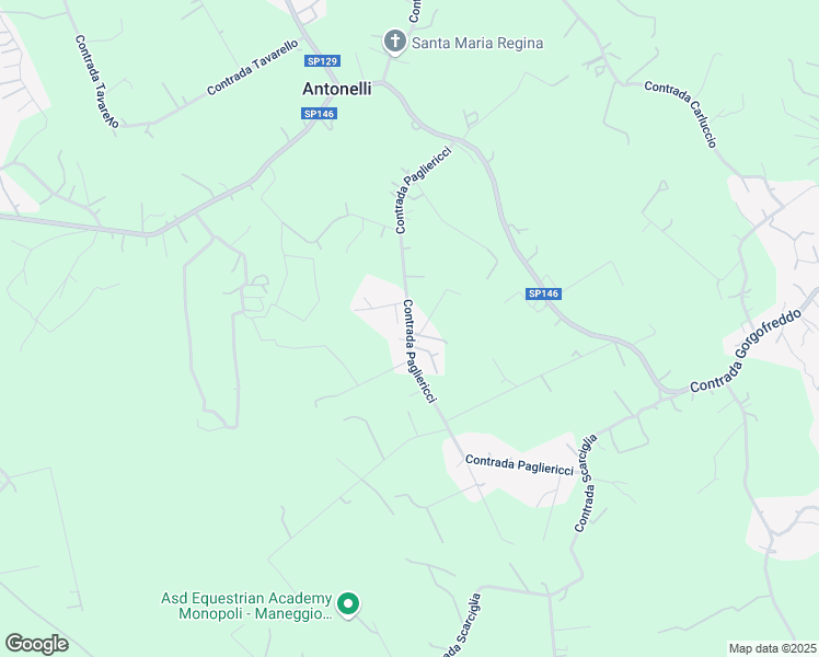 map of restaurants, bars, coffee shops, grocery stores, and more near 630 Contrada Pagliericci in Città Metropolitana di Bari