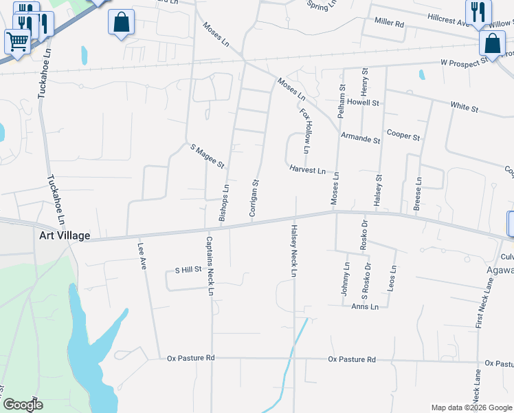 map of restaurants, bars, coffee shops, grocery stores, and more near 36 Corrigan Street in Southampton
