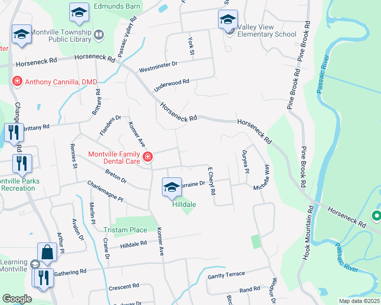 map of restaurants, bars, coffee shops, grocery stores, and more near 10 Orchard Drive in Montville