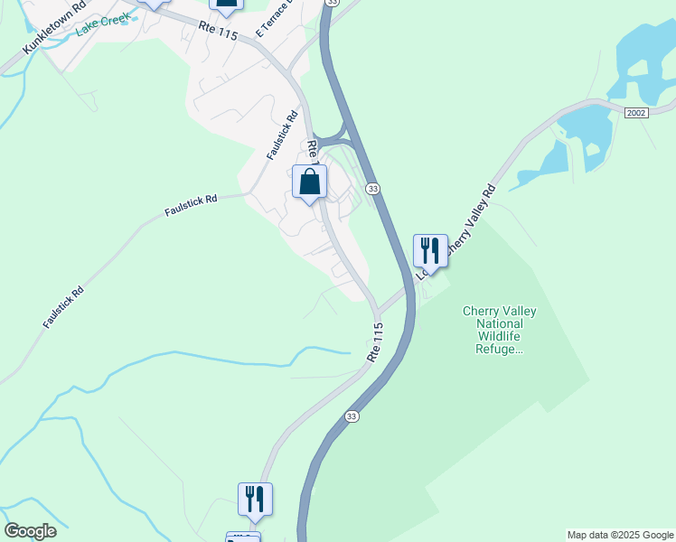 map of restaurants, bars, coffee shops, grocery stores, and more near 609 Route 115 in Saylorsburg