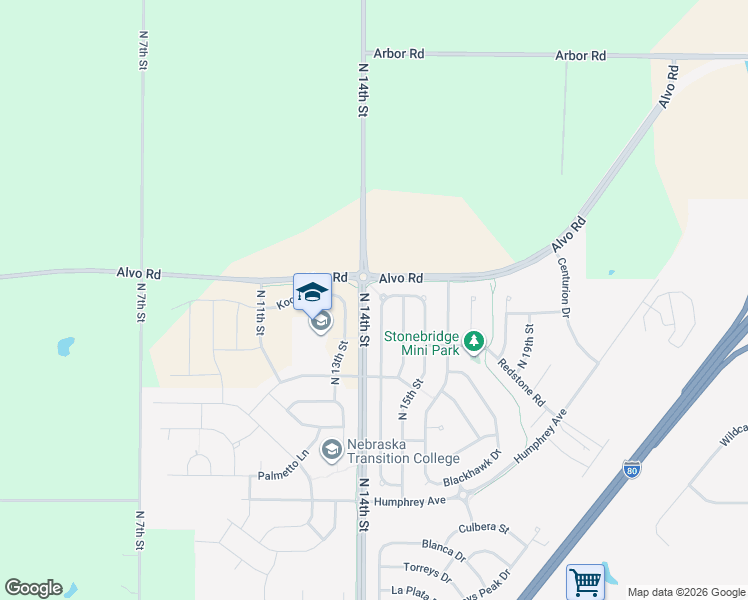 map of restaurants, bars, coffee shops, grocery stores, and more near 7351 Whitewater Lane in Lincoln